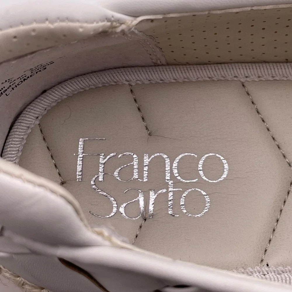 Franco Sarto White Woven Leather Platform Espadrille Slip On Sneakers Women's 8M